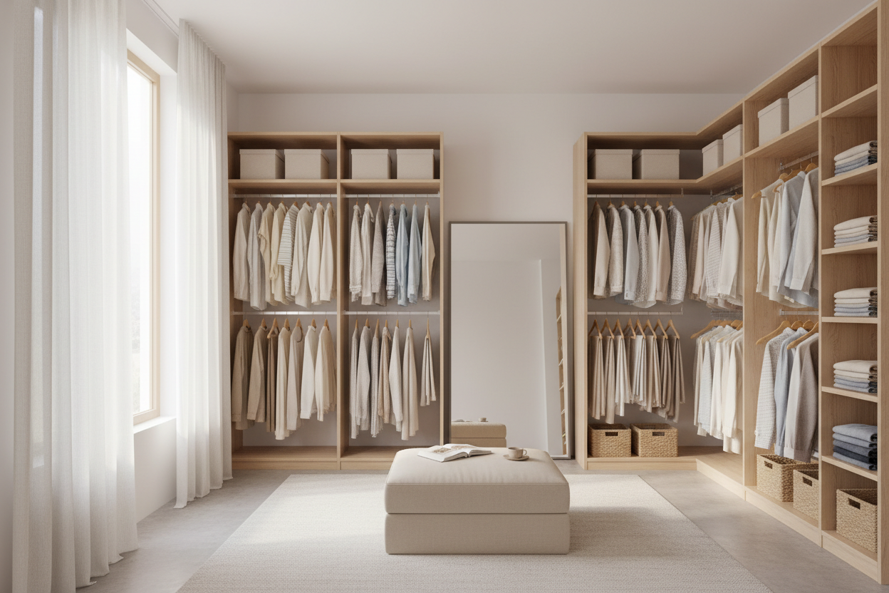Serene walk-in closet interior